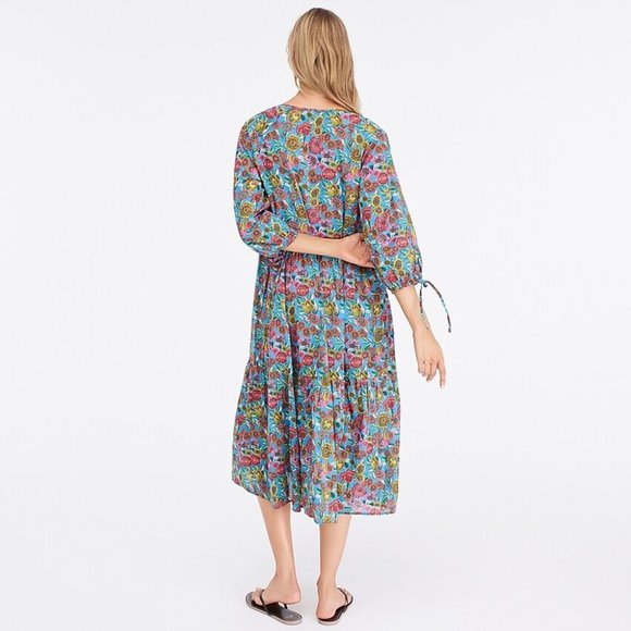 J.Crew Blue Multicolor Floral Tiered Maxi Dress Size Small - Picture 4 of 14